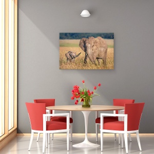 Tablou canvas - Mama Elefant Cu Puiul, Africa, Safari, Masai Mara, 40 x 60 cm - Img 4