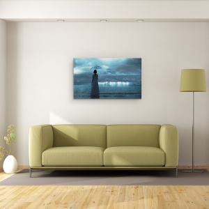Tablou canvas - Marea Tacuta, Fulgere, Energie, Electricitate, Albastru, Turcoaz, 50 x 80 cm - Img 2