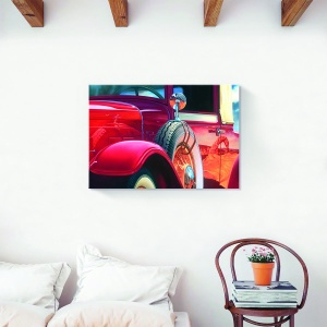Tablou canvas masina retro rosie 80x120 cm