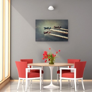 Tablou canvas - Masinile Alea Zburatoare, Vechi, Vintage, Trasee, Avioane, Contrail, 60 x 90 cm - Img 4