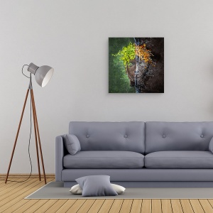 Tablou canvas - Metomorfoza, Fata, Frunze, Abstract, Primavara, Toamna, 90 x 90 cm - Img 2