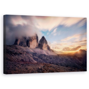 Tablou canvas - Momentul Final, Munti, Soare, Cer, Nori, Orbire, 50 x 80 cm