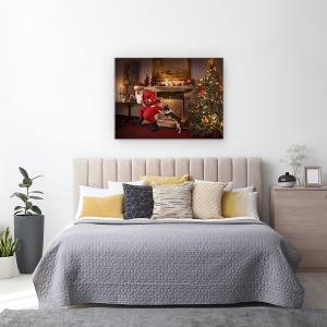 Tablou canvas - Mos Craciun A Fost Prins, Sarbatori Fericite, 60 x 80 cm - Img 3