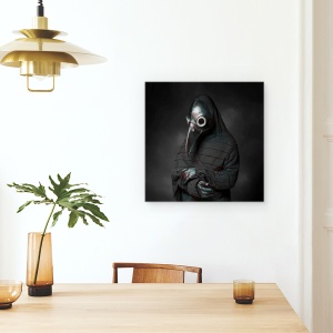 Tablou canvas - Mr Con, Cioc, Boala, Negru, Cioara, Masca, 90 x 90 cm - Img 4