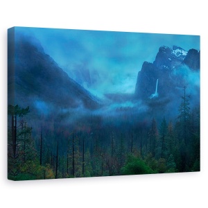 Tablou canvas - Munte Sumbru, Yosemite, Munti, Vale, Nori, Cascada, 80 x 120 cm
