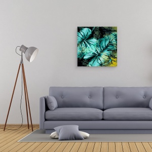 Tablou canvas - Natura, Frunza, Galben-Verde, Pictura Ii, 90 x 90 cm - Img 2