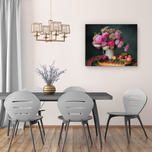 Tablou Canvas - Natura Moarta, Buchet, Flori,Mere, Fructe, 40 x 50 cm - Img 4