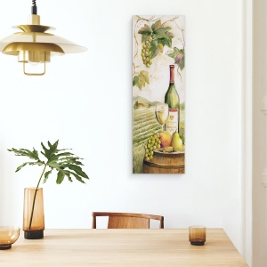 Tablou canvas - Natura Moarta, Vin, Struguri, Peisaj, Natura, Pictura, 30 x 90 cm - Img 4