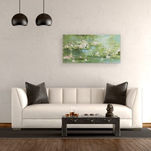 Tablou canvas - Natura, Nufar, Lac, Roz, Pictura, 50 x 100 cm - Img 2