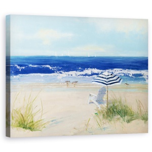 Tablou canvas - Natura, Peisaj, Vara, Mare, Barca Cu Panze, Pescarus, Pictura, 60 x 75 cm