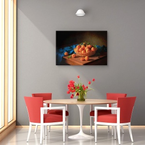 Tablou canvas - Natura statica cu caise, Natura moarta, Caise, Rustic, Cos De Fructe, 40 x 60 cm - Img 4