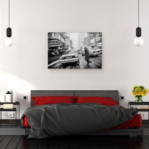 Tablou canvas - New York In Furtuna, Viscol, Vremea, Alb-Negru, 80 x 120 cm - Img 3