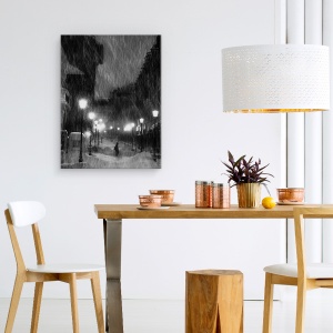 Tablou canvas - Ninge, Alb-Negru, Zapada, Ninsoare, Iarna, 75 x 100 cm - Img 4