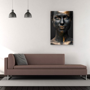 Tablou Canvas - Noapte, Fata, Drept, Aur, Vopsea, 80 x 120 cm - Img 2
