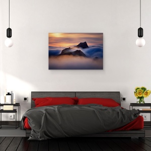 Tablou canvas - Norvegia, Lofoten, Munti, Mare de Nori, Nor, 60 x 90 cm - Img 3