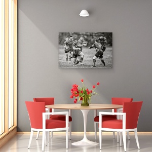 Tablou canvas - Nu Ma Pot Uita, Fotbal, Rugby, Minge, Alb-Negru, Sport, 40 x 60 cm - Img 4