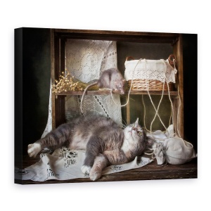 Tablou canvas - Nu Trezi O Pisica Adormita, Animale, Pisica, Pet, Soarece, 50 x 70 cm