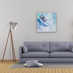 Tablou Canvas - Nuante De Albastru, Floare, Moale, Turcoaz, Petala, Patrat, 90 x 90 cm - Img 2