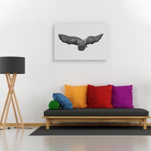 Tablou canvas - O Fantoma Nordica, Grozav, Gri, Bufnita, Zbor, 80 x 120 cm - Img 2