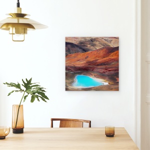 Tablou canvas - O Inima Albastra, Munti, Mare, Platou, Rosu, 60 x 60 cm - Img 4