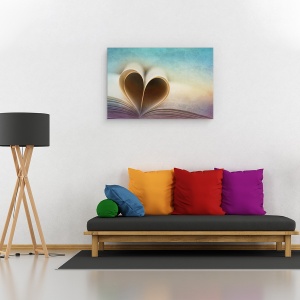 Tablou canvas - O Poveste De Dragoste, Carte, Vintage, Inima, Foaie, 80 x 120 cm - Img 2