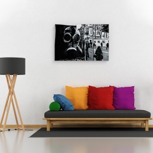 Tablou canvas - Oameni, Strada, Oameni, Alb-Negru, Fereastra, 40 x 60 cm - Img 2