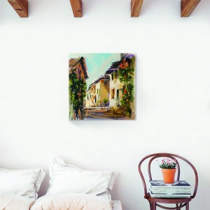 Tablou Canvas - Oras, Cladiri, Abstract, Pictura, Vara, 60 x 60 cm