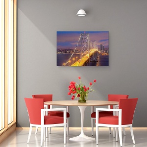 Tablou canvas - Oras, San Francisco, Pod, Podul Golfului, Seara, Lumini, 80 x 120 cm - Img 4