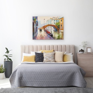 Tablou canvas - Oras, Venetia, Peisaj, Amurg, Oameni, Pictura, 75 x 100 cm - Img 3