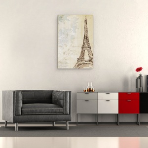 Tablou canvas - Orase si Arhitectura, Oras, Paris, Turnul Eiffel, Pictura, 40 X 60 cm - Img 2