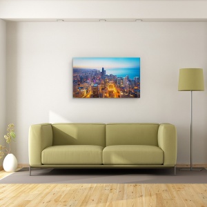 Tablou canvas - Orasul Magnific, Chicago, Peisaj Urban, Cer, Noapte, 50 x 80 cm - Img 2