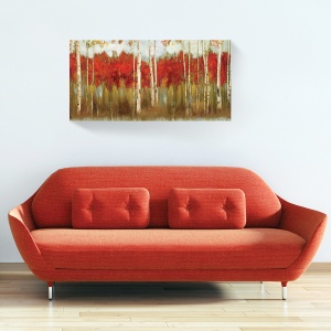 Tablou decorativ padure toamna cu frunze pe canvas