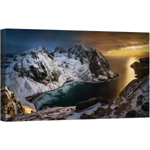 Tablou canvas - Panorama, Ryten, Lofoten, Norvegia, Iarna, Peisaj, 50 x 100 cm