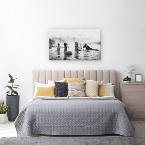 Tablou canvas - Pauza Fierbinte La Spa, Cai, Iaz, Curcan, Inot, Inot, 50 x 80 cm - Img 3