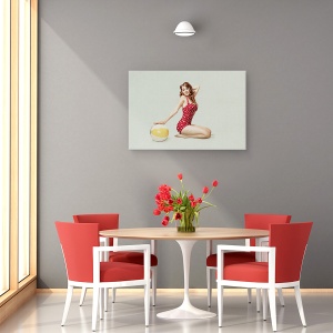 Tablou canvas - Pe Plaja, Fata, Fata, Prins, Puncte, 40 x 60 cm - Img 4