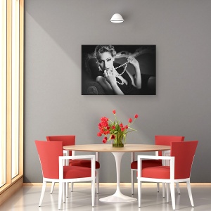 Tablou canvas - Perla, Perle, Perla, Colier, Bijuterii, Alb-Negru, 60 x 90 cm - Img 4