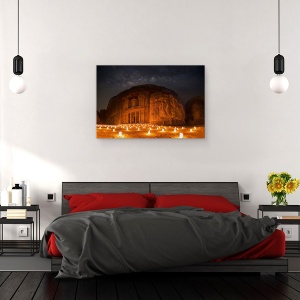 Tablou canvas - Petra Pe Timp De Noapte, Peisaj, Ruina, Ruine, Petra, Lumini, 80 x 120 cm - Img 3