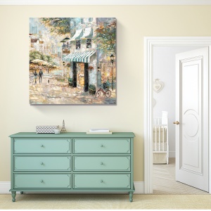 Tablou decorativ modern living pe canvas cu oameni în oraș vara