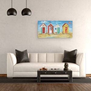 Tablou canvas - Plaja, Coliba, Colorat, Pictura, 50 x 100 cm - Img 2