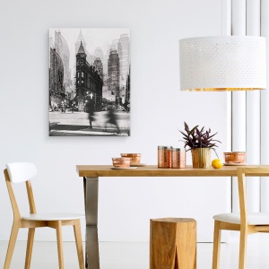 Tablou canvas - Plimbare, Gooderham, Cladirea Flatiron, Alb-Negru, 50 x 70 cm - Img 4