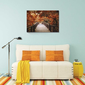 Tablou Canvas - Podulet in toamna, 75 x 100 cm - Img 2