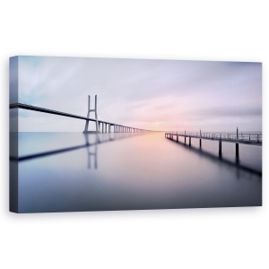 Tablou Canvas - Portugalia, Lisabona, Pod, Vasco De Gama, Apus De Soare, 50 x 100 cm