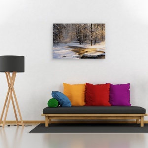 Tablou canvas - Prima Lumina, Peisaj, Natura, Iarna, Zapada, Rasarit De Soare, 60 x 90 cm - Img 2