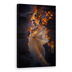 Tablou canvas - Printesa Focului, Printesa, Foc, Coroana, Portret, 40 x 60 cm