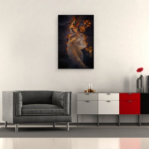 Tablou canvas - Printesa Focului, Printesa, Foc, Coroana, Portret, 40 x 60 cm - Img 2