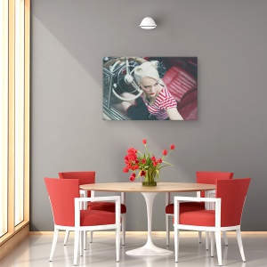 Tablou canvas - Promit, Ai Castigat Nu Ma Sterge, Femeie, Fata, Mercedes, Vintage, Retro, 40 x 60 cm - Img 4