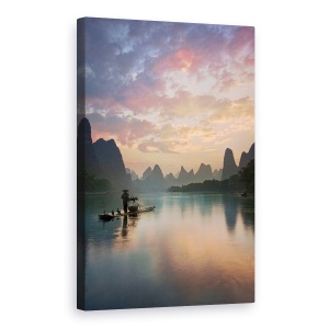 Tablou canvas - Rasarit, Munte, Rau, China, 60 x 90 cm