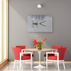 Tablou canvas - Reflectii, Heron, Pasare, Alb, Rau, Reflectie, 40 x 60 cm - Img 4
