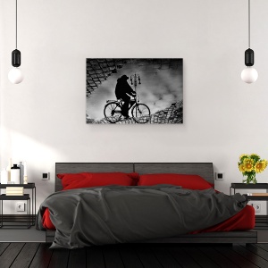 Tablou canvas - Reflex, Grafic, Bicicleta, Strada, Umbra, Pietruite, 60 x 90 cm - Img 3