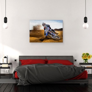 Tablou canvas - Regele Desertului, Motocros, Calaret, Yamaha, Actiune, 80 x 120 cm - Img 3
